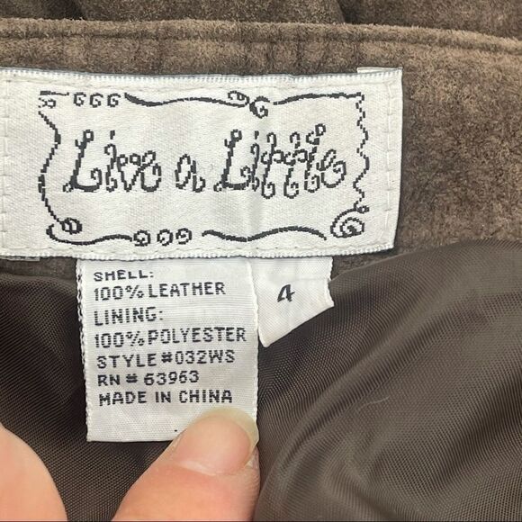 Live A Little brown suede pants jeans EUC size 4 leather - Picture 11 of 13